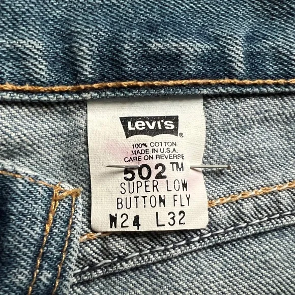 VTG Levi’s 502 buttonfly deadstock 100% cotton jeans Women 24x32 XS, NWOT USA! - Picture 3 of 14